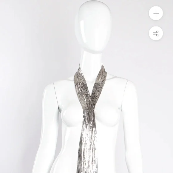 VINTAGE Whiting & Davis Shiny Silver metal mesh tie scarf. - Picture 2 of 9